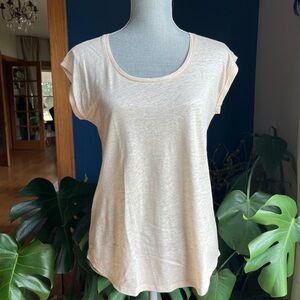 ANN TAYLOR LOFT Shimmery Linen Cap Sleeve Tshirt